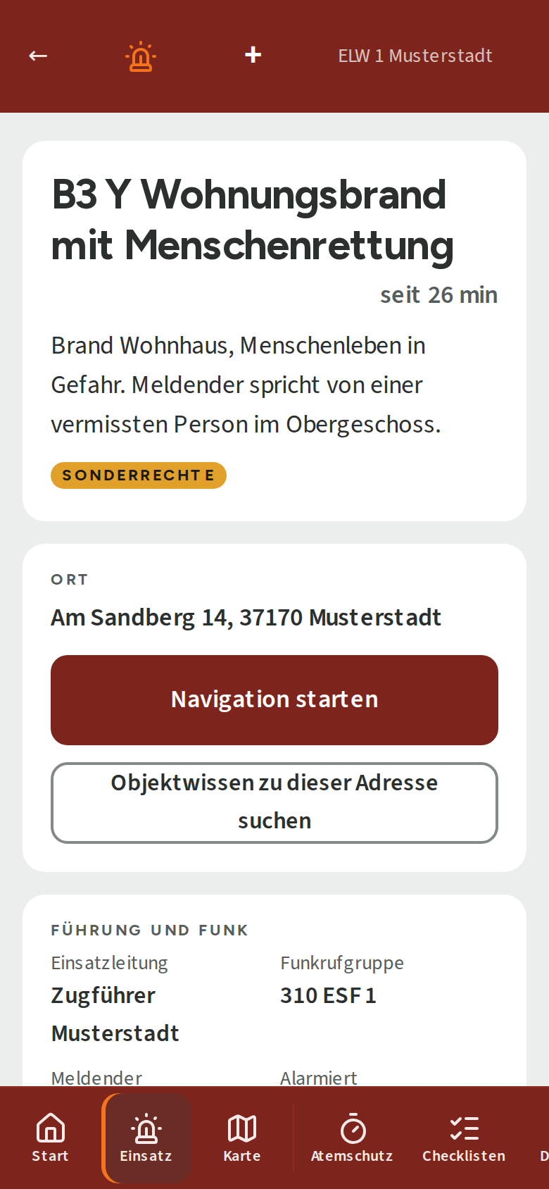 Auf dem Handy: derselbe Einsatz, die Module in einer Leiste am unteren Rand